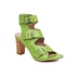 Women Chunky Heels Open Toe Square Buckle Sandals With Buckle - Green