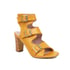 Women Chunky Heels Open Toe Square Buckle Sandals With Buckle - Yellow