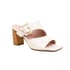 Women Chunky Heels Open Toe Square Buckle Sandals - White