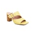 Women Chunky Heels Open Toe Square Buckle Sandals - Yellow