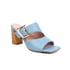Women Chunky Heels Open Toe Square Buckle Sandals - Blue