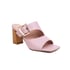 Women Chunky Heels Open Toe Square Buckle Sandals - Pink