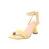Women Kitten Heels Open Toe Sandals With Buckle - Yellow