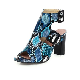 Women Block Heels Open Toe Square Buckle Sandals With Buckle