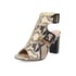 Women Block Heels Open Toe Square Buckle Sandals With Buckle - Apricot