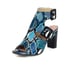 Women Block Heels Open Toe Square Buckle Sandals With Buckle - Blue