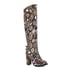 Womens Knee High Block Heel Round Toe Snake Pattern Boots With Zipper - Brown