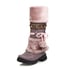 Womens Calf Snow Boots Low Heels Round Toe Splicing Boots - Purple