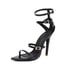 Women Stiletto Heels Open Toe Square Buckle Sandals With Buckle - Black