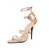 Women Stiletto Heels Open Toe Square Buckle Sandals With Buckle - Gold