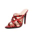 Women Stiletto Heels Pointed Toe Open Toe Snake Pattern Sandals - Red