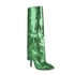 Womens Knee High Stiletto Heels Pointed Toe Sequin Boots - Green