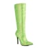 Womens Knee High Stiletto Heels Pointed Toe Stripes Boots - Green