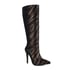 Womens Knee High Stiletto Heels Pointed Toe Stripes Boots - Black