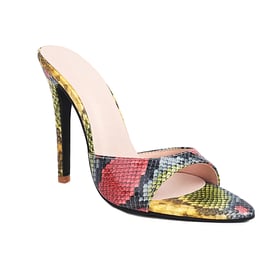 Womens Stiletto Heels Pointed Toe Open Toe Snake Pattern Sandals