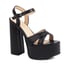 Women Platform Block Heels Open Toe Sandals With Buckle - Black