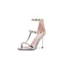 Women Stiletto Heels Open Toe Jeweled Sandals With Zipper - Silver