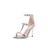 Women Stiletto Heels Open Toe Jeweled Sandals With Zipper - Silver