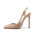 Women Stiletto Heels Pointed Toe Rhinestone Sandals With Slingback - Nude