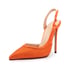 Women Stiletto Heels Pointed Toe Rhinestone Sandals With Slingback - Orange