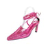 Women Stiletto Heels Pointed Toe Hollow Out Sandals With Lace Up - Pink