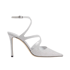 Women Pointed Toe Stiletto Heels Hollow Out Pumps With Buckle - Silver
