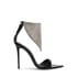 Women Open Toe Stiletto Heels Rhinestone  Pumps With Zipper - Black