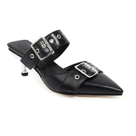 Rivet Buckle Dressy Heels Mules