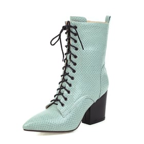 Ankle Boots Lace Up Pointed Toe Combat Boots
