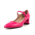 Mary Janes Women Pointed Toe Block Heels Pumps With Buckle - Pink