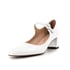 Mary Janes Women Pointed Toe Block Heels Pumps With Buckle - White