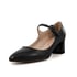 Mary Janes Women Pointed Toe Block Heels Pumps With Buckle - Black