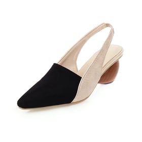 Pointy Cap Toe Round Ball Chunky Heeled Slingback