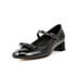 Mary Janes Pumps Women Round Toe Block Heels Bow Pumps With Buckle - Black