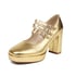 Mary Janes Pumps Women Square Toe Block Heels Platform Pumps With Buckle - Gold