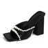 Women Block Heels Open Toe Pearl Sandals - Black