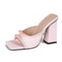 Women Block Heels Open Toe Pearl Sandals - Pink