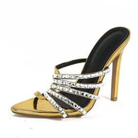 Women Stiletto Heels Open Toe Rhinestone Sandals