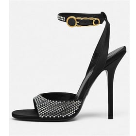 Womens Stiletto Heels Open Toe Rhinestone Sandals With Buckle