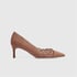 Womens Pumps Pointed Toe Stiletto Heels Hollow Out Pumps With Bow - Nude