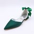 Women Pumps Pointed Toe Low Heels Pearl Pumps With Bow - Green