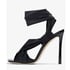 Women Stiletto Heels Open Toe Knot Sandals With Button - Black