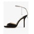 Women Pumps Open Toe Stiletto Heels Chain With Rhinestone Pumps With Hook And Loop - Black