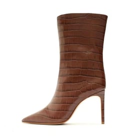 Womens Ankle Boots Stiletto Heels Pointed Toe Stone Pattern Boots With Zipper