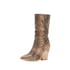 Womens Ankle Boots Chunky Heels Pointed Toe Snake Pattern Boots - Brown