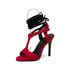 Women Stiletto Heels Open Toe Hollow Out Lace Up Sandals With Buckle - Red