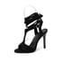 Women Stiletto Heels Open Toe Hollow Out Lace Up Sandals With Buckle - Black