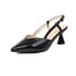 Women Pumps Pointed Toe Kitten Heels Pumps With Slingback - Black