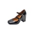 Women Pumps Square Toe Block Heels Pumps With Rhinestone Buckle - Black