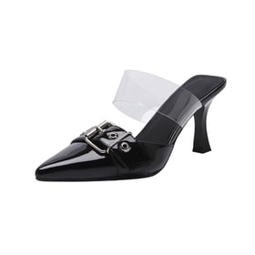 Women Pumps Pointed Toe Kitten Heels Square Buckle Pumps With Rivet